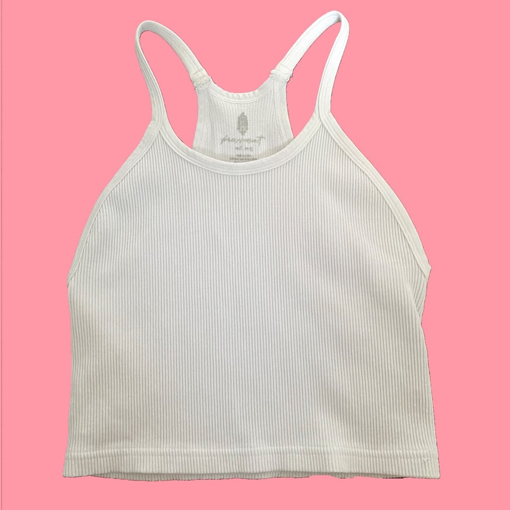 Free People Movement White Ribbed Crop Top